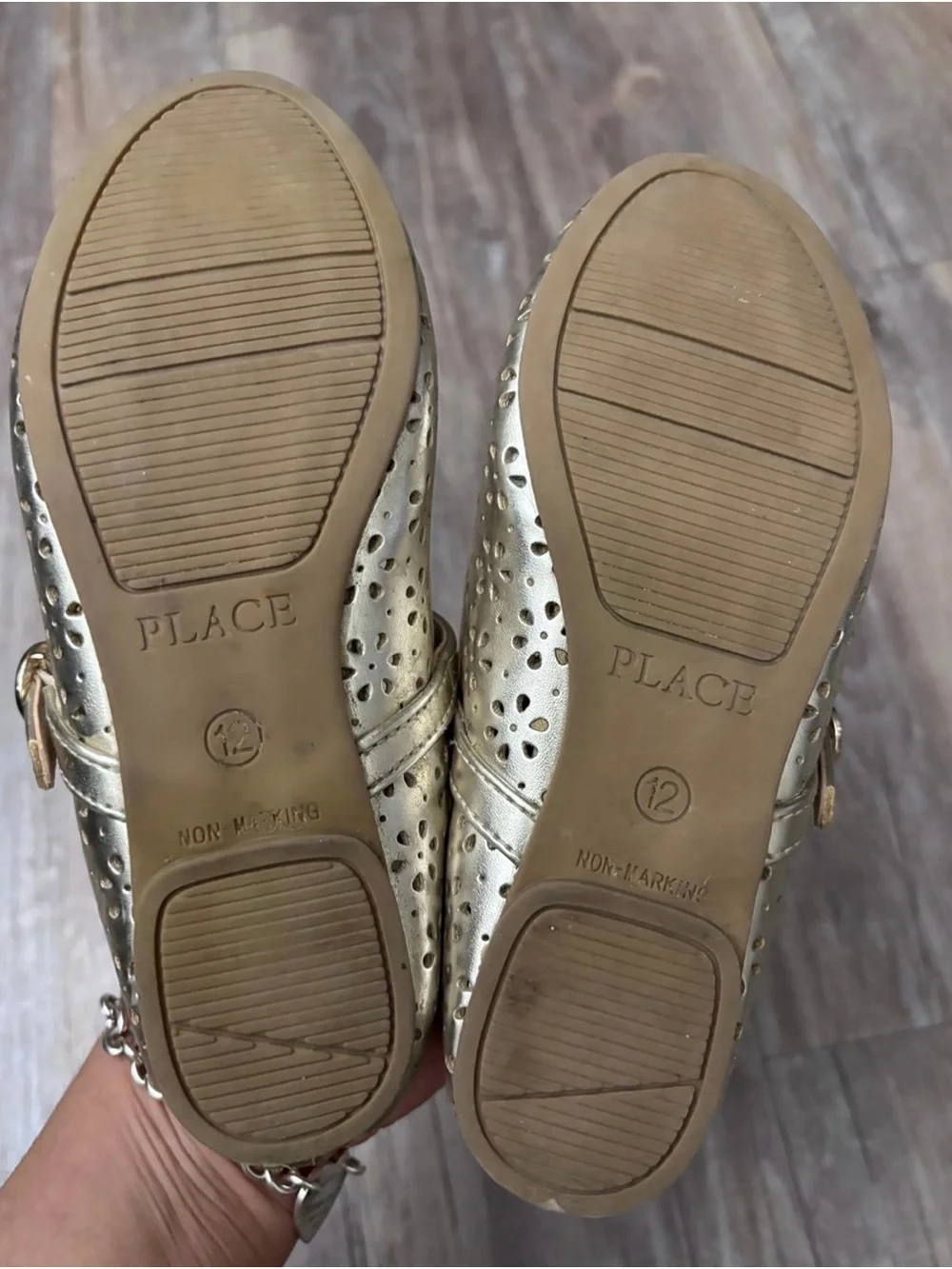 Girls Metallic Perforated Ballet Flats